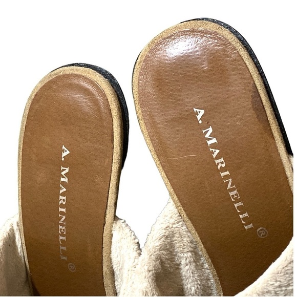 A Marinelli Printed Tan Floral Suede Embroidered 2.5” Heeled Clog Mule Women’s 8 - Picture 5 of 9